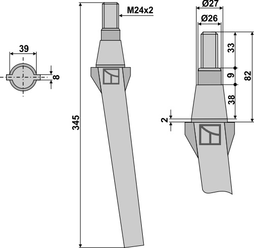 Rotorharvetand 345mm