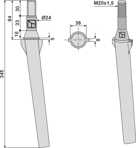 Rotorharvetand 345mm