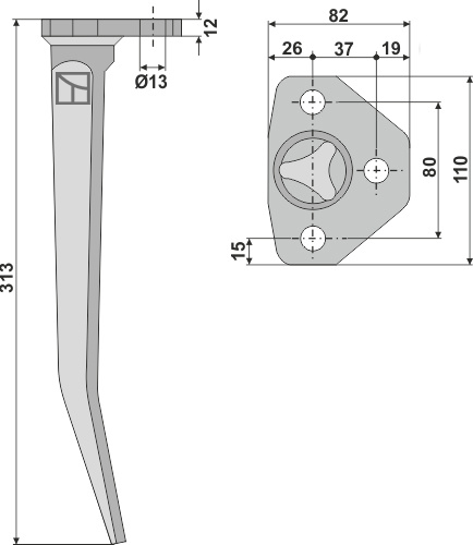 Rotorharvetand 313mm