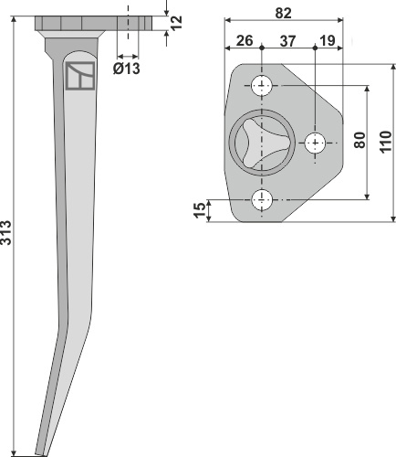 Rotorharvetand 313mm