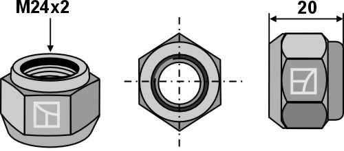 Låsemøtrik konisk - M24x2 - 8.8