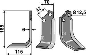 sim-23l Fræserkniv 185x70mm, venstre