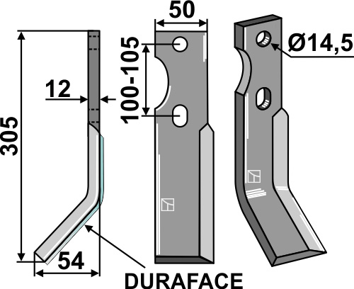 Fræserkniv DURAFACE 305x50mm, venstre