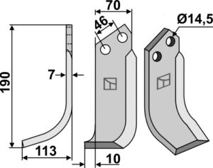 sov-03l Fræserkniv 190x70mm, venstre