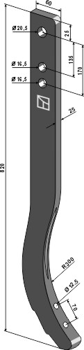 Stubharvetand - 820mm