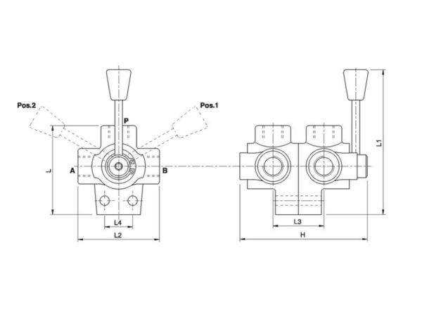 MARCHESINI Drejeventil 6-vejs omskifteventil 1/2'' BSP (90 L/min Flowhastighed)