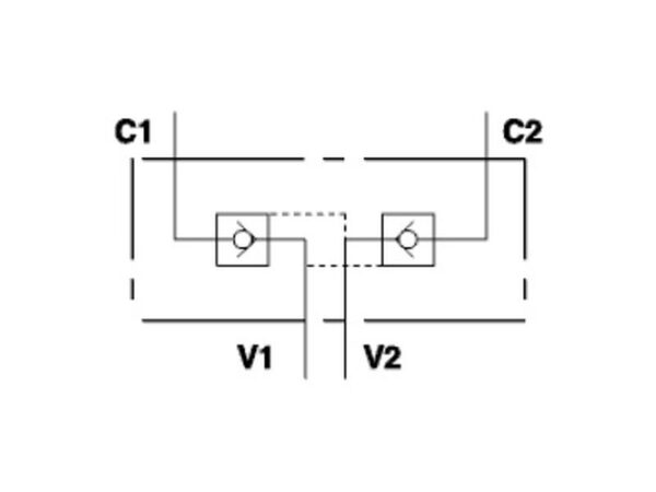 101619_pic11 MARCHESINI Hydraulisk dobbelt kontraventil pilotstyret til linjemontering 1/4'' BSP (20 L/min Flowhastighed)