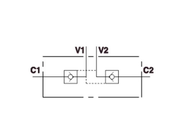 101623_pic11 MARCHESINI Overcenterventil dobbelt pilotstyret 3/8'' BSP (35 L/min Flowhastighed)