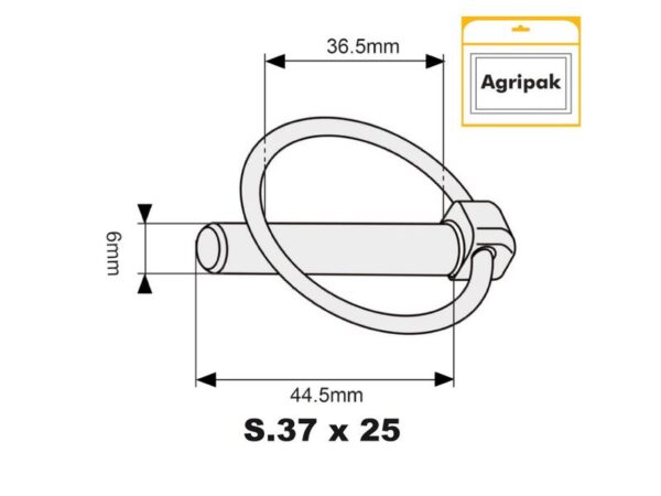 Ringsplit (rund), Stift Ø6mm x 44.5mm (25 stk. Agripak)