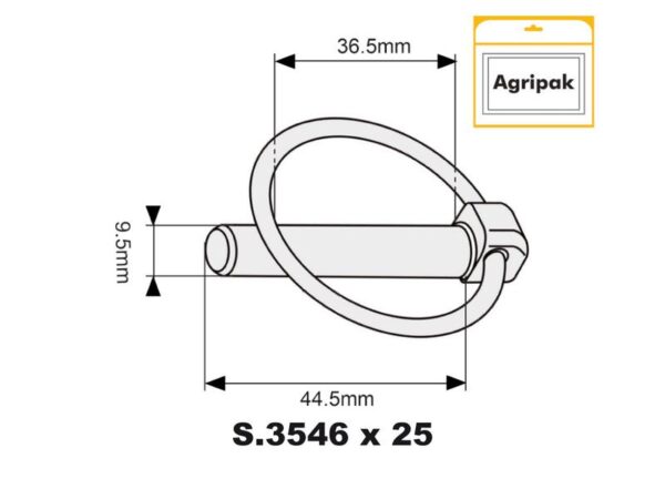 Ringsplit (rund), Stift Ø9.5mm x 44.5mm (25 stk. Agripak)