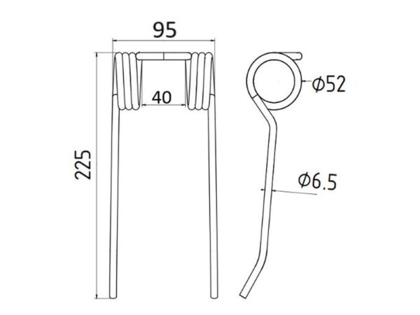 Pick-up fjeder Længde:225mm, Bredde:95mm, Ø6.5mm - Passer til Idass Passer til: 8000818
