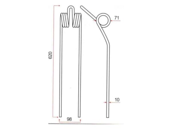 Rivefjeder Længde:620mm, Bredde:98mm, Ø10mm - Passer til Kuhn Passer til: 57563700