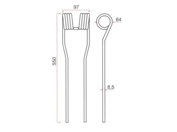 Rivefjeder Længde:550mm, Bredde:97mm, Ø8.5mm - Passer til SIP Passer til: 153932908