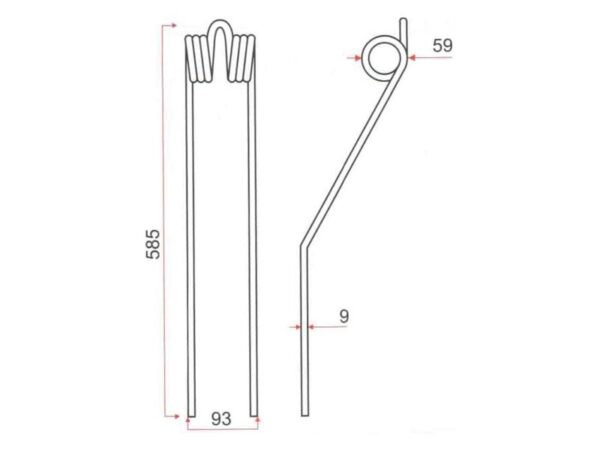 Rivefjeder Længde:585mm, Bredde:93mm, Ø9mm - Passer til PZ, Vicon Passer til: 16600420