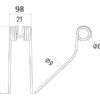 Rivefjeder Længde:378mm, Bredde:98mm, Ø9.5mm - Passer til Deutz-Fahr Passer til: 1662005786