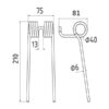 Pick-up fjeder Længde:210mm, Bredde:75mm, Ø9mm - Passer til Taarup Passer til: 6315300094