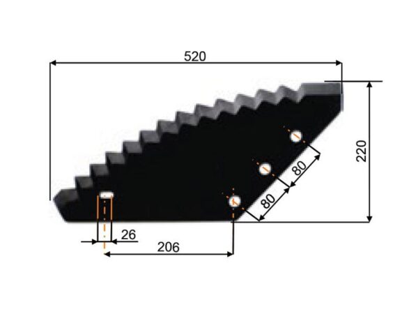 Kniv Fodervogn 557mm x 215mm x 6mm Passer til Belair, Van Lengerich Passer til: VM10176A09