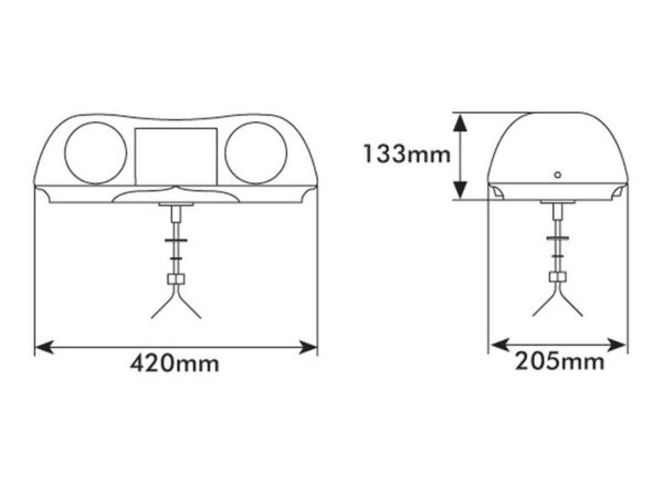 Lygtebjælke - Halogen - 1 Bolt, Længde: 420mm, 12V.
