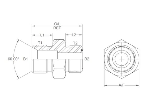 Hydraulikadapter 1/4'' BSP Han x 9/16'' ORFS Han Uden O-ring