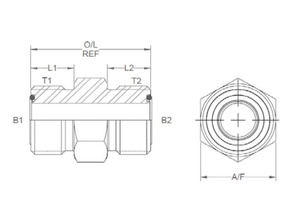 Hydraulikadapter 11/16'' ORFS Han x 11/16'' ORFS Han