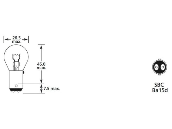 Pære P21W, 12V, 21W, BA15d (Kasse 1 stk.)