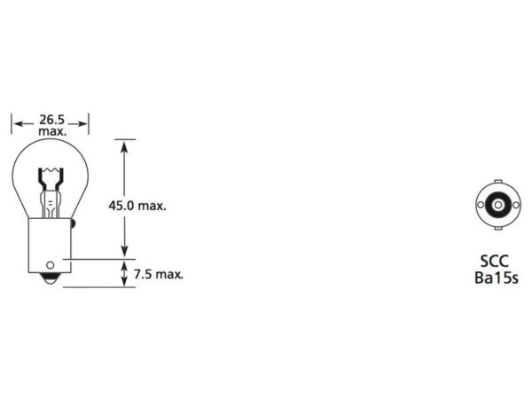 Pære P21W, 12V, 21W, BA15s (Kasse 1 stk.)