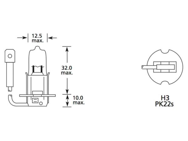 Pære H3, 24V, 70W, PK22s (Kasse 1 stk.)
