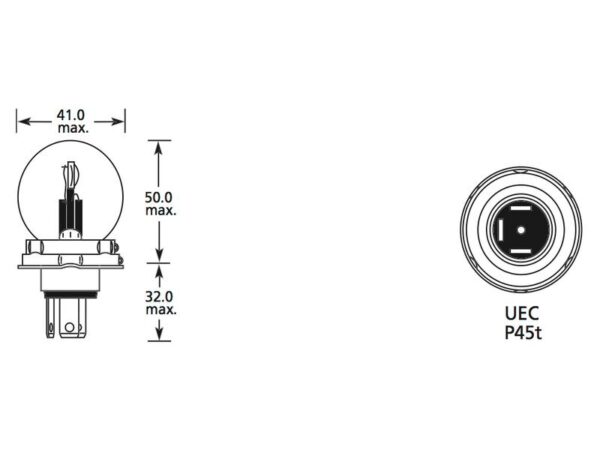 Pære R2, 24V, 50W, P45t (Kasse 1 stk.)