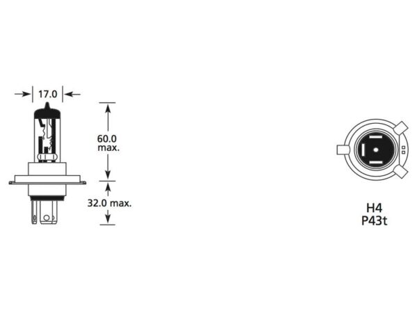 Pære H4, 24V, 70W, P43t (Kasse 1 stk.)