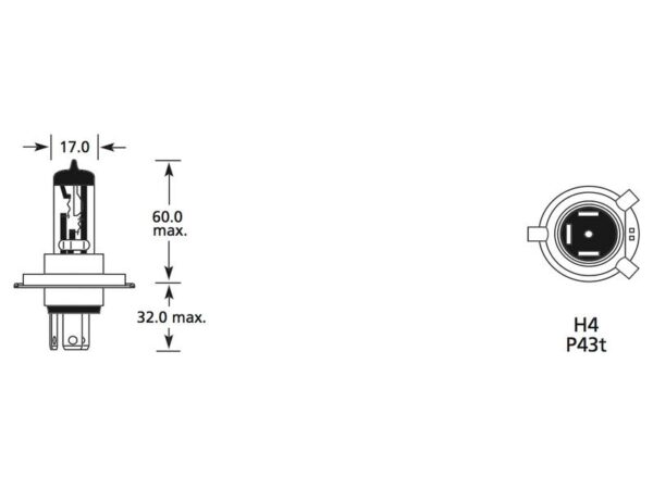 Pære H4, 24V, 90W, P43t (Kasse 1 stk.)