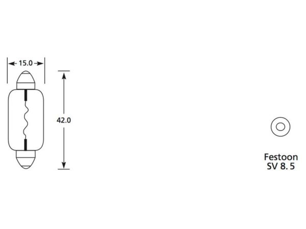 Pære12V, 18W, SV8.5 (Kasse 1 stk.)