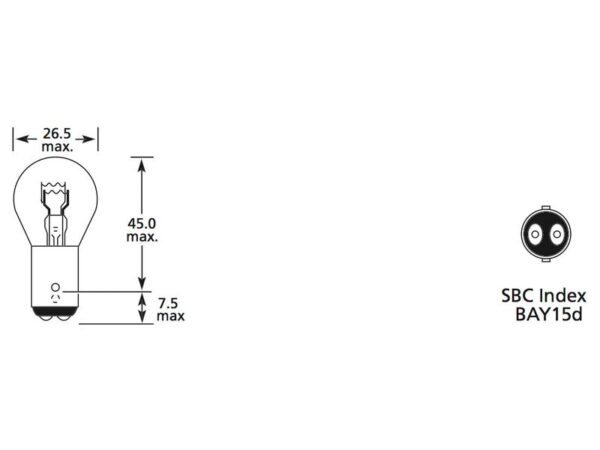 Pære P21/5W, 24V, 5W, BAY15d (Kasse 1 stk.)