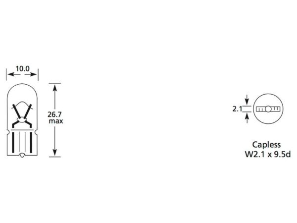 Pære W5W, 24V, 5W, W2.1x9.5d (Kasse 1 stk.)
