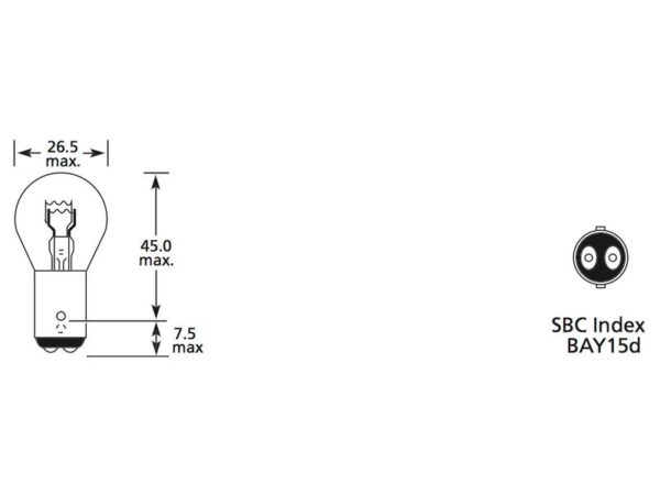 Pære P21/5W, 12V, 5W, BAY15d (Clamshell 2 stk.)