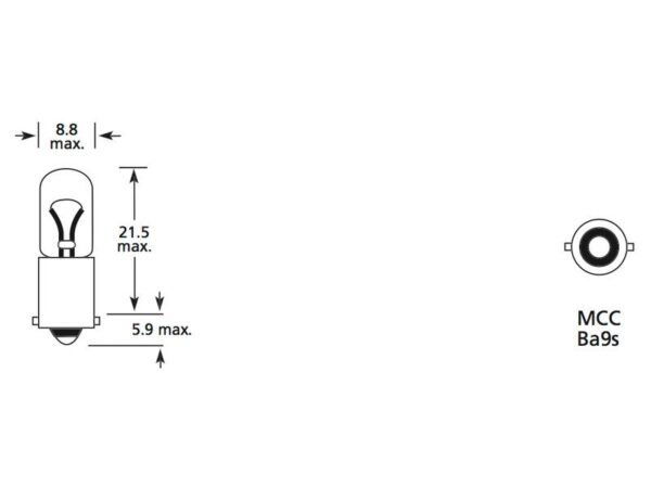 Pære T4W, 12V, 4W, BA9s (Clamshell 2 stk.)