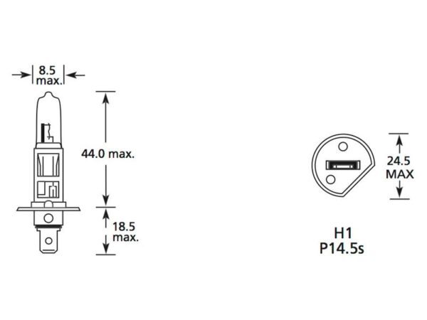 Pære H1, 12V, 55W, P14.5s (Clamshell 1 stk.)