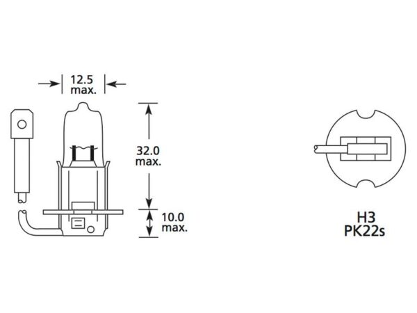 Pære H3, 12V, 55W, PK22s (Clamshell 1 stk.)