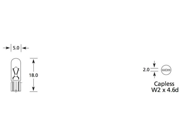 Pære12V, 1W, W2x4.6d (Blisterpakning 1 stk.)