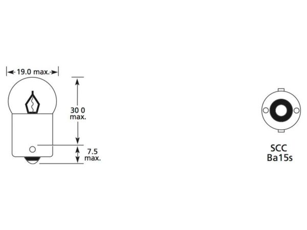 Pære R10W, 12V, 10W, BA15s (Clamshell 2 stk.)