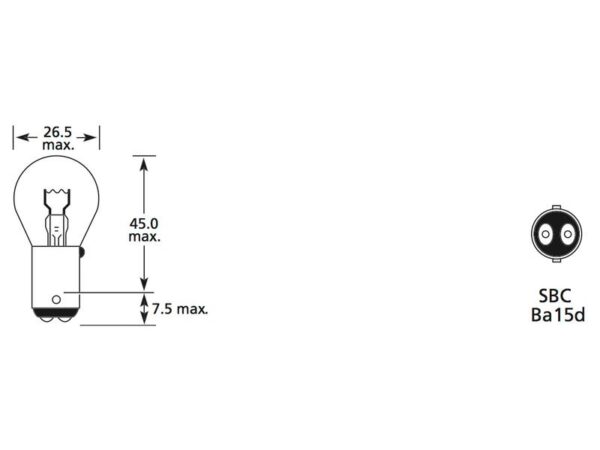 Pære P21W, 12V, 21W, BA15d (Blisterpakning 1 stk.)