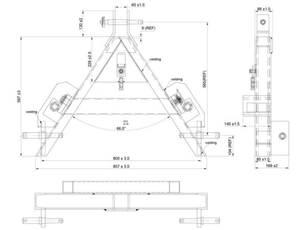 Balleramme m/tænder - 2 x M22 x 1100 mm tænder (SHW-mærke)