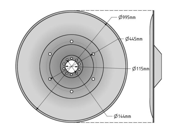 Glidetallerken - Udv. Ø :995mm, - Passer til PZ, Deutz-Fahr, Taarup, Vicon Passer til: ET-049