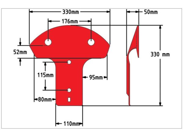 Slæbesko - Længde:336mm, Bredde:330mm, Dybde:50mm - Passer til Claas, Kuhn, John Deere Passer til: 56205800