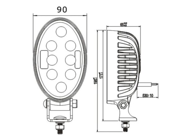 Arbejdslygte LED 2400lm (m/sidebeslag) (kl. 3)