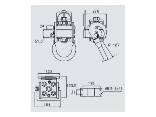 Faster Multikobling - 4 Porte 3/8'' Krop tommer x M22 x 1.50 Millimeter Han (Mobile Part) med 1 x Electric Clutch 3-pin