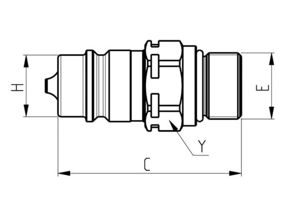 Faster Lynkobling Han 1/2'' Krop tommer x M26 x 1.50 Millimeter Han