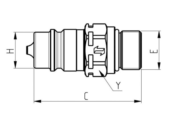 Faster Lynkobling Han 1/2'' Krop tommer x M26 x 1.50 Millimeter Han