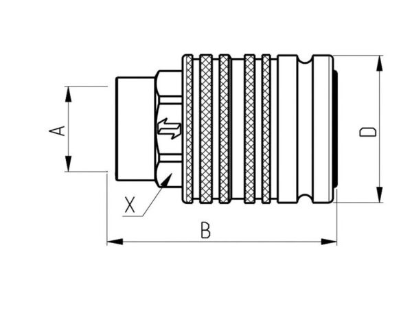 Faster Lynkobling Hun 1/2'' Krop tommer x M22 x 1.50 Millimeter Hun