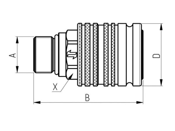 Faster Lynkobling Hun 1/2'' Krop tommer x M22 x 1.50 Millimeter Schott