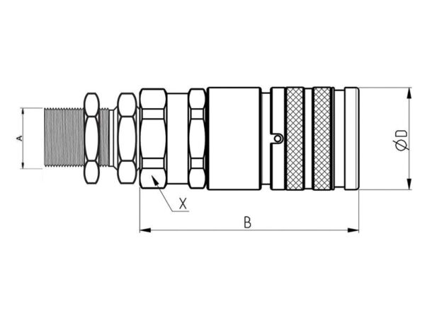 Lynkobling FF 3/8''xM18 x 1.50-12L (Hun/Schott)(Faster)